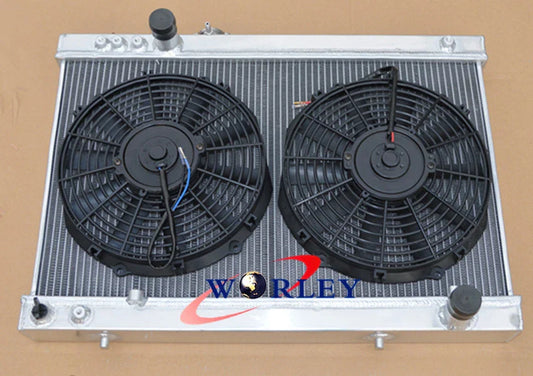 Aluminum Radiator + Fans for Toyota Supra MK3 MA70 MA71 3.0L JZA70 (86-93)