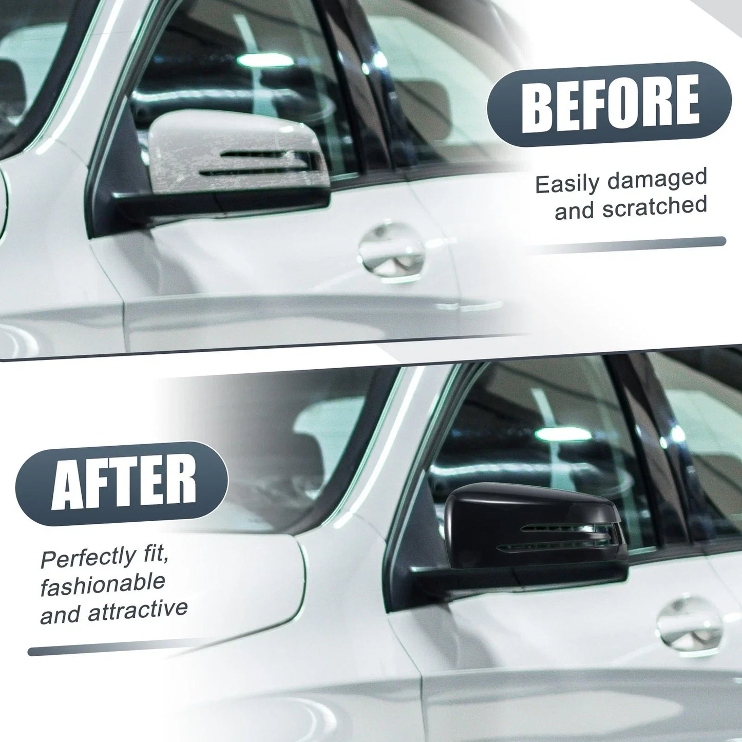 Left Mirror Cover Cap Gloss Black for Mercedes Benz A Class B Class C Class
