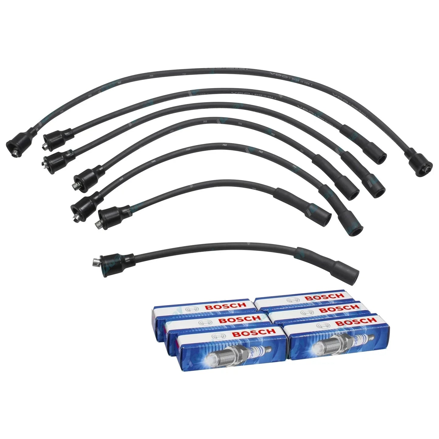 Ignition Leads + Bosch Spark Plugs Set for Landcruiser FJ70 FJ73 4.0L 3F 1984~92