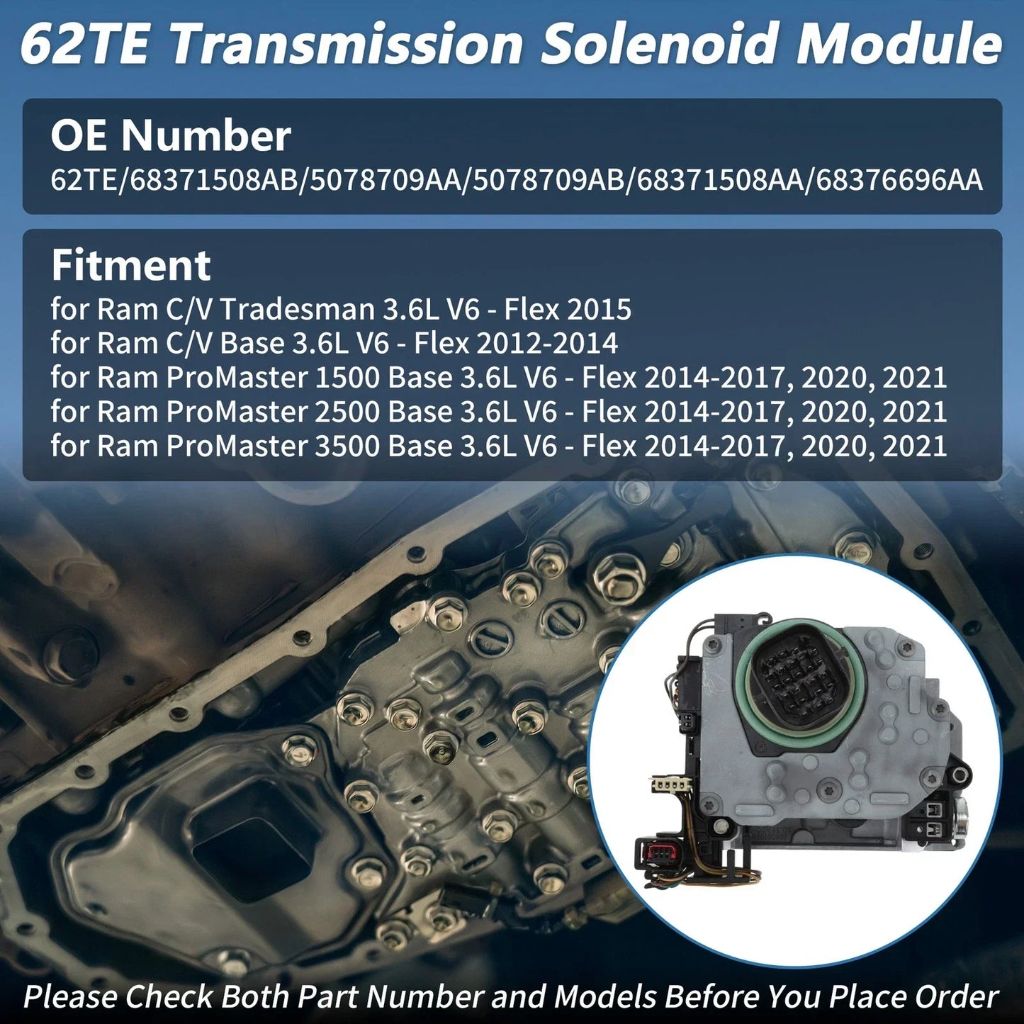 62TE Transmission Valve Body Solenoid for Dodge (2010-2014)