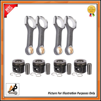 Connecting Rods and Pistons Set of 4 for Hyundai Kia 2.2 CRDI (2000–2019)