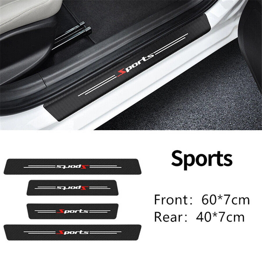 4Pcs Carbon Fiber Car Door Step Sill Scuff Protector Cover for Universal Models
