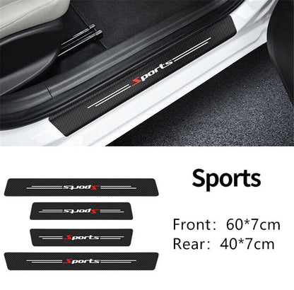 4Pcs Carbon Fiber Car Door Step Sill Scuff Protector Cover for Universal Models