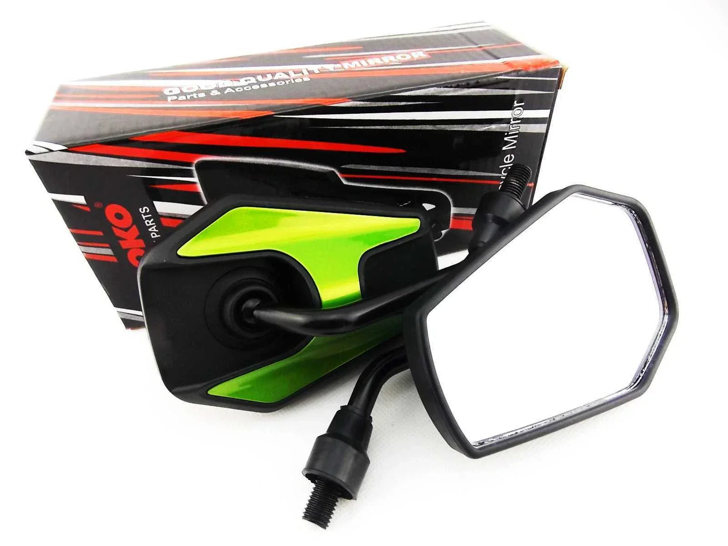 Black Green Hex Soko Mirrors for Suzuki GN125 (1982-2001)