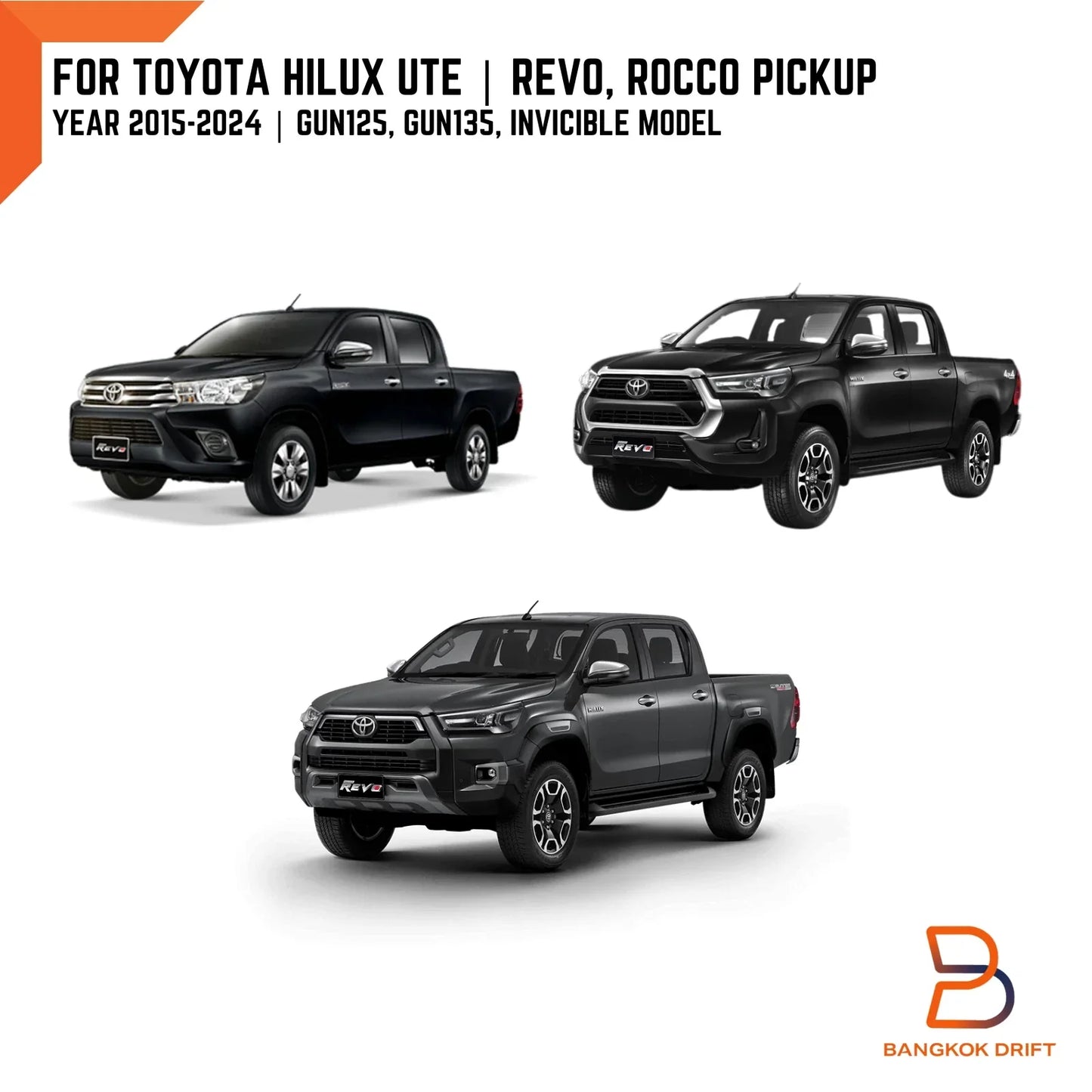 PAIR Rear Bumper Cover Plates for Toyota Hilux Ute (2015-2023)