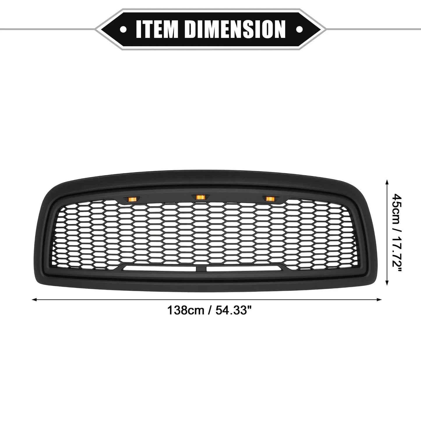 Front Grille Assembly with LED Lights for Dodge Ram 3500 (2010) Matte Black