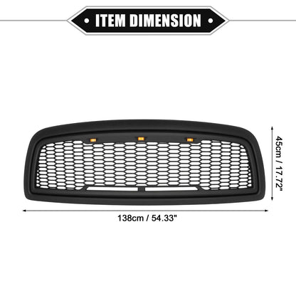 Front Grille Assembly with LED Lights for Dodge Ram 3500 (2010) Matte Black
