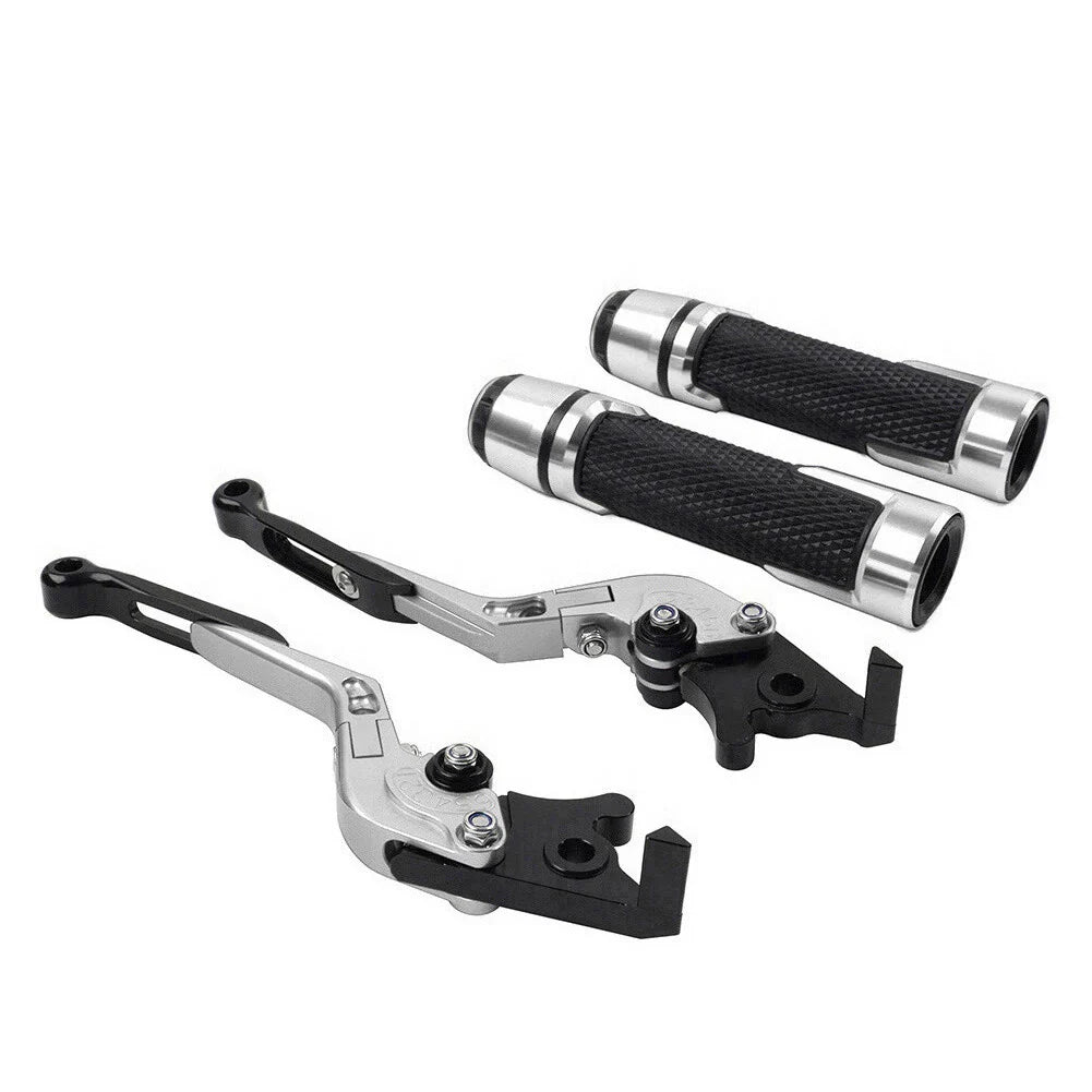 Silver Extendable Brake Clutch Levers & Handlebar Grips for Suzuki GSXR150