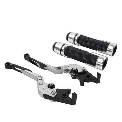 Silver Extendable Brake Clutch Levers & Handlebar Grips for Suzuki GSXR150
