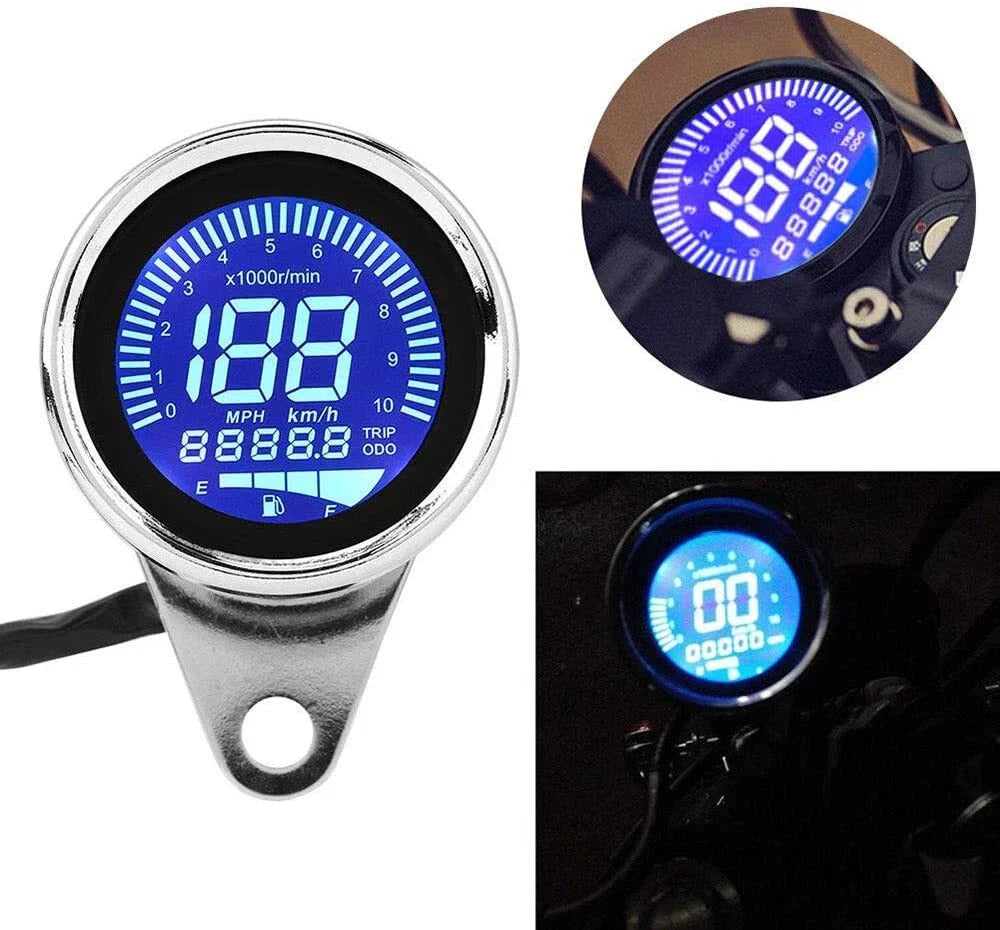 Digital Speedometer Tachometer Gauge for Universal Motorcycle 12V