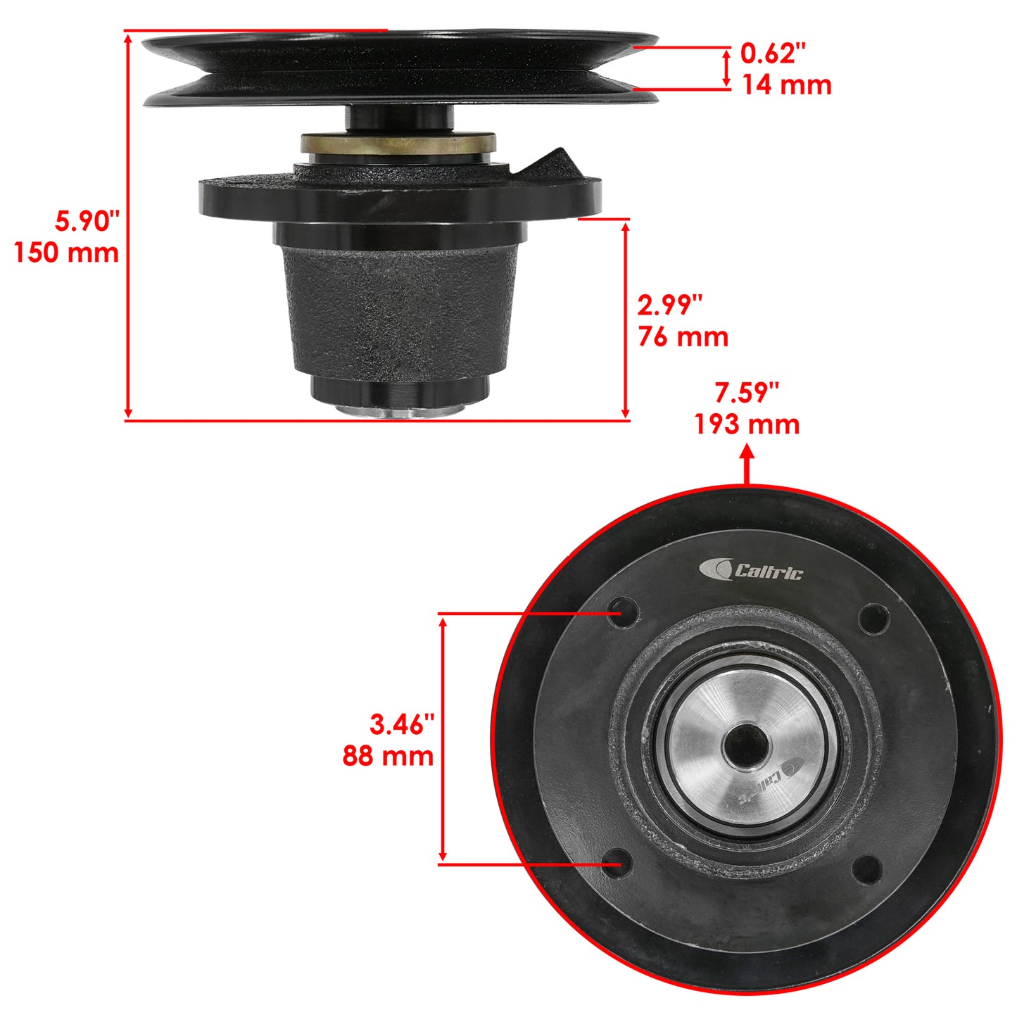 Deck Spindle Assembly w Pulley 7.50 OD for Dixon Mower (2000–2017)