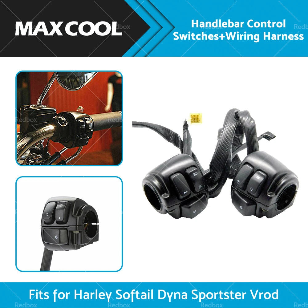 Handlebar Control Switches + Wiring Harness for Harley Dyna Vrod (2006-2017)