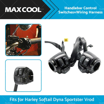 Handlebar Control Switches + Wiring Harness for Harley Dyna Vrod (2006-2017)