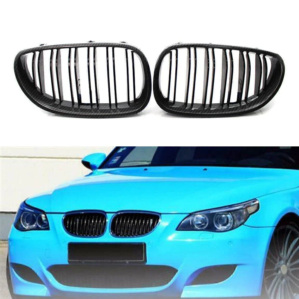 Double Slat Carbon Black Grille for BMW E60 E61 5 Series M5 (2004-2010)