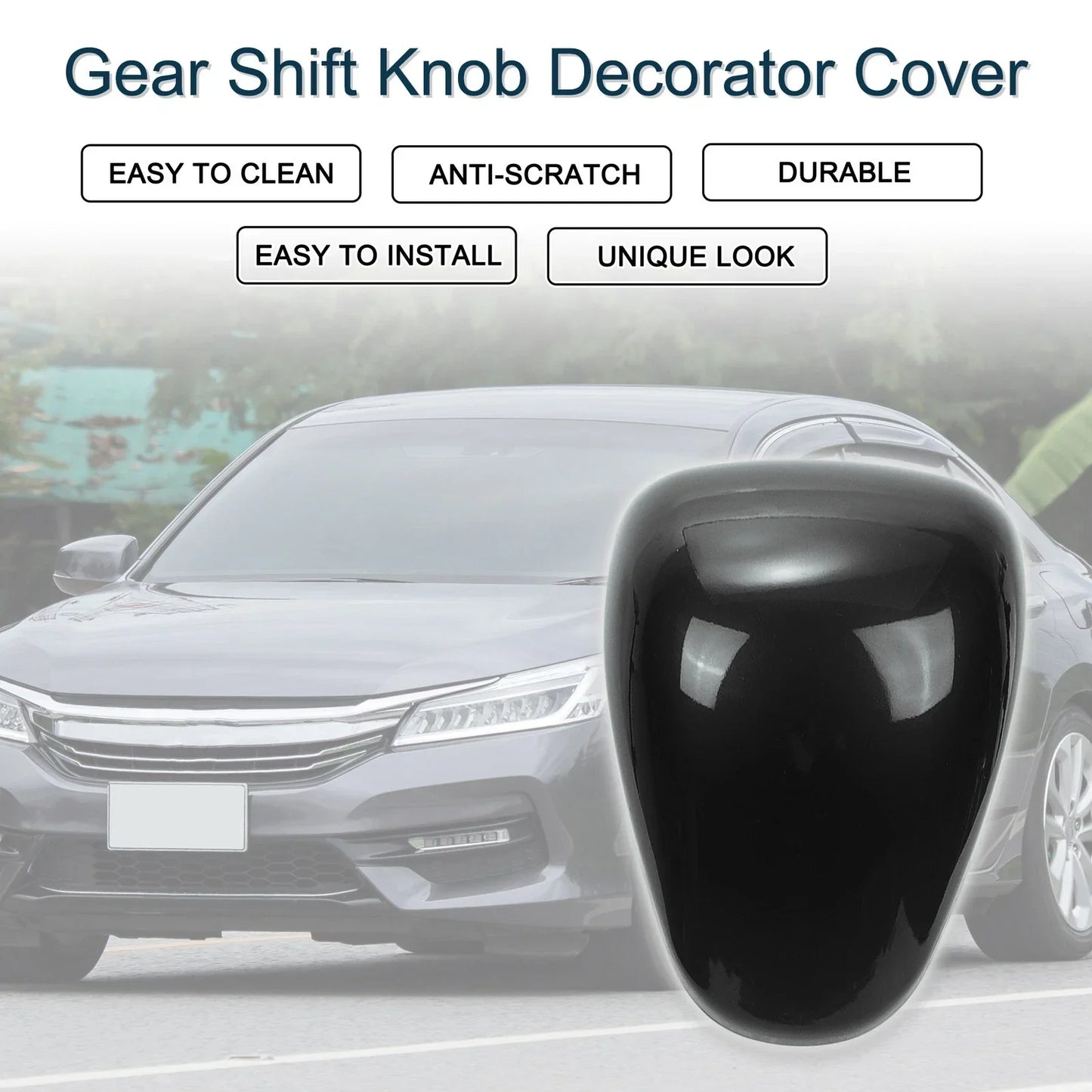Gear Shift Knob Cover for Honda Accord 2013-2017 Black Console 1 x Piece
