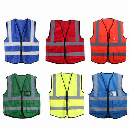 Reflective Safety Vest with Zip and ID Pocket for Workwear