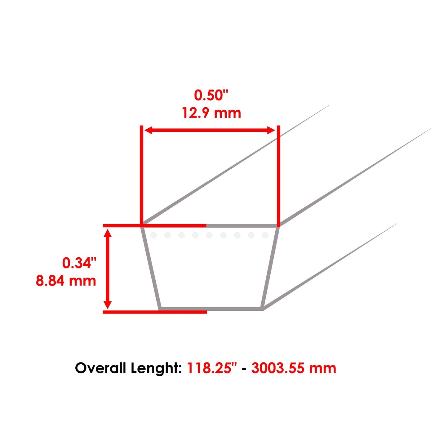 Deck Belt 1/2 Inch Thick Replacement for Cub Cadet MTD 754-04033 (54") (2005–2015)