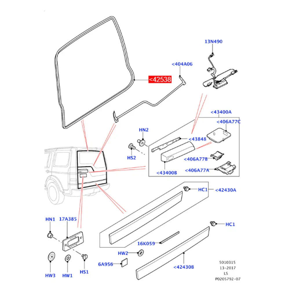 Tailgate Weatherstrip Seal for Land Rover Discovery 3 4 (2004-2016)