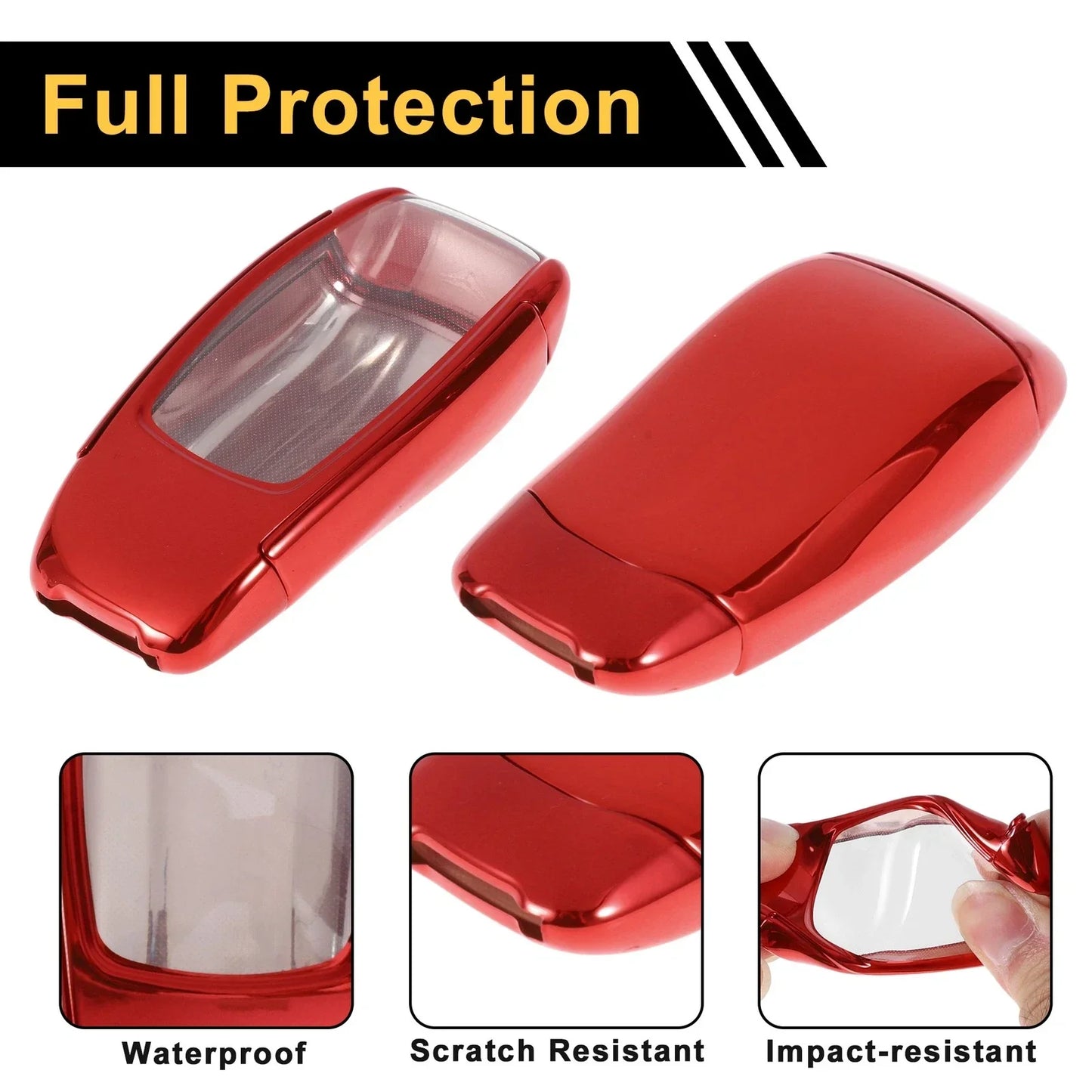 Red TPU Car Key Case for Mercedes Benz E Class (2017) - 3 Buttons