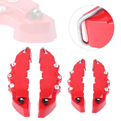 Red 3D Disc Brake Caliper Covers for Car Front & Rear 16-17" Wheels (2016-2017)