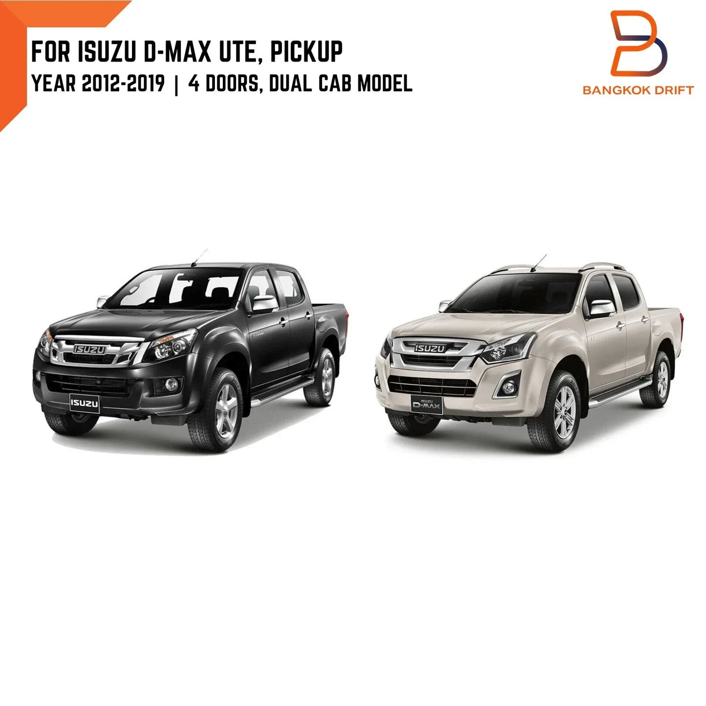 Matte Black 4 Door Handle Cover Insert for Isuzu D-Max Ute (2012-2019)