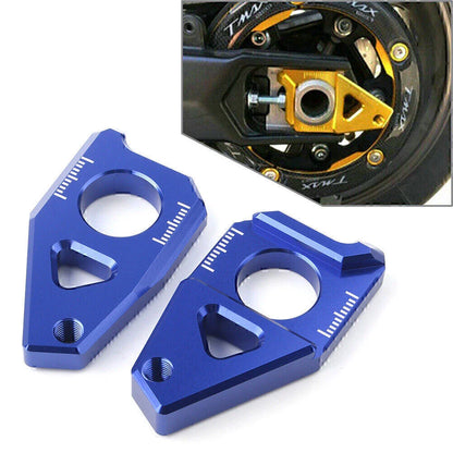 Yamaha YZF FZ8 FZ1 TMAX Blue Motorcycle Axle Spindle Chain Adjuster Blocks