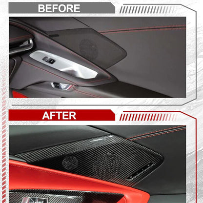 Real Carbon Side Door Speaker Horn Covers for C8 Corvette (2020-2023)