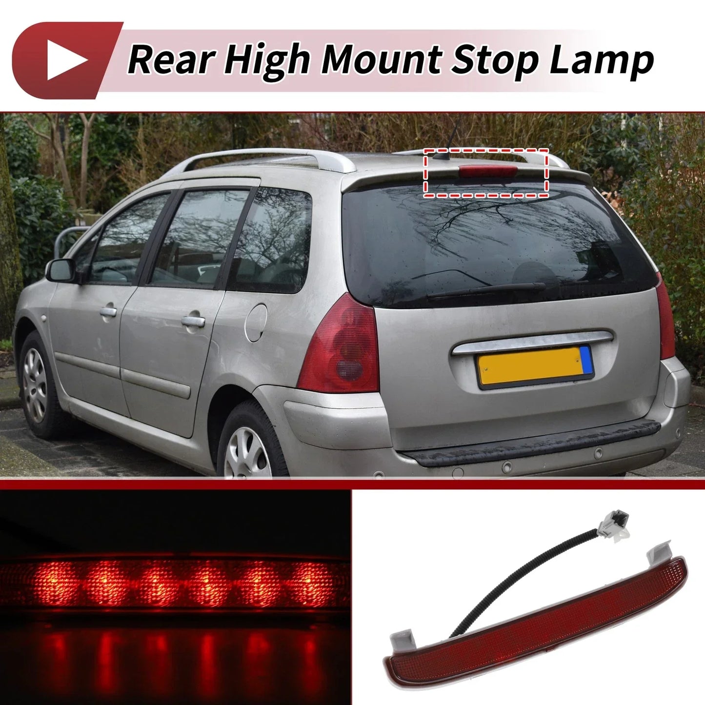 Red LED Third Brake Light for Honda Civic EX 2 Door Coupe (2001-2005)