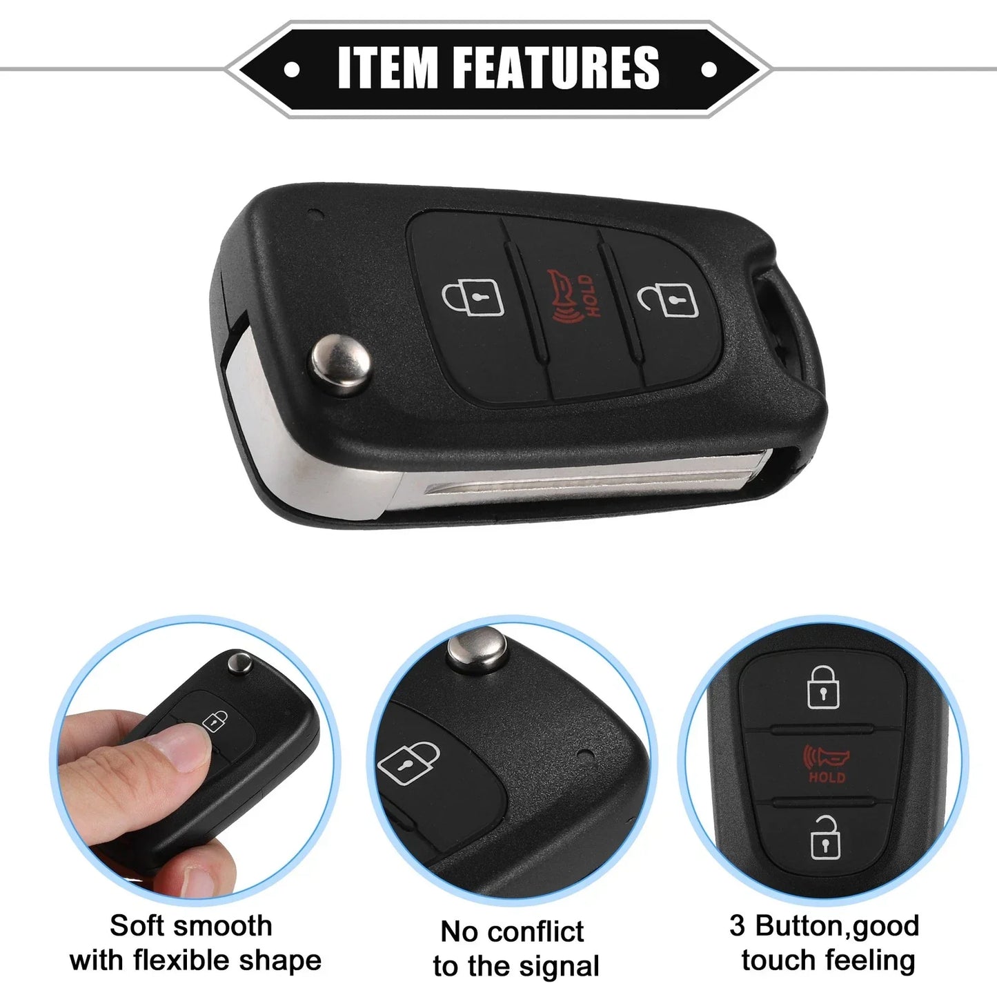 Keyless Entry Remote Key Cover for Hyundai Sonata (No Chip)