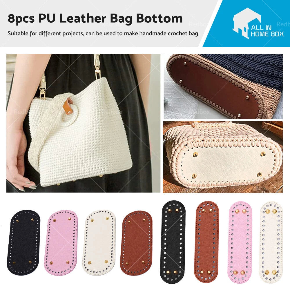 8PCS PU Leather Shaper Base Pad for DIY Crochet Bag Bottom Oval Accessories