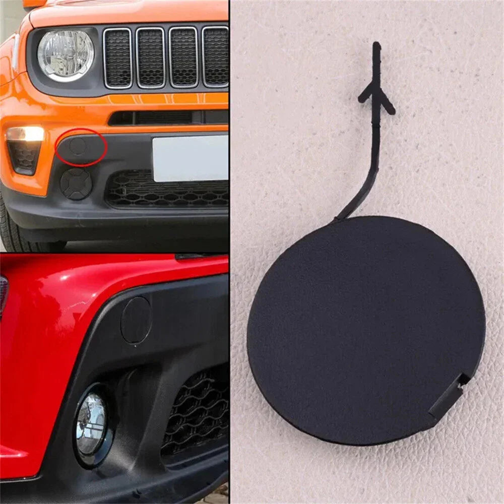 Black Front Bumper Tow Hook Eye Cap Cover for Jeep Renegade (2015-2020)