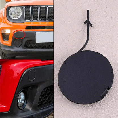 Black Front Bumper Tow Hook Eye Cap Cover for Jeep Renegade (2015-2020)