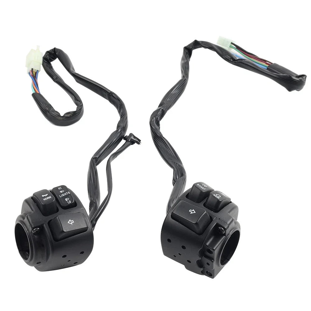 Black Motorcycle Handlebar Control Switches & Wiring Harness for Harley Dyna Vrod