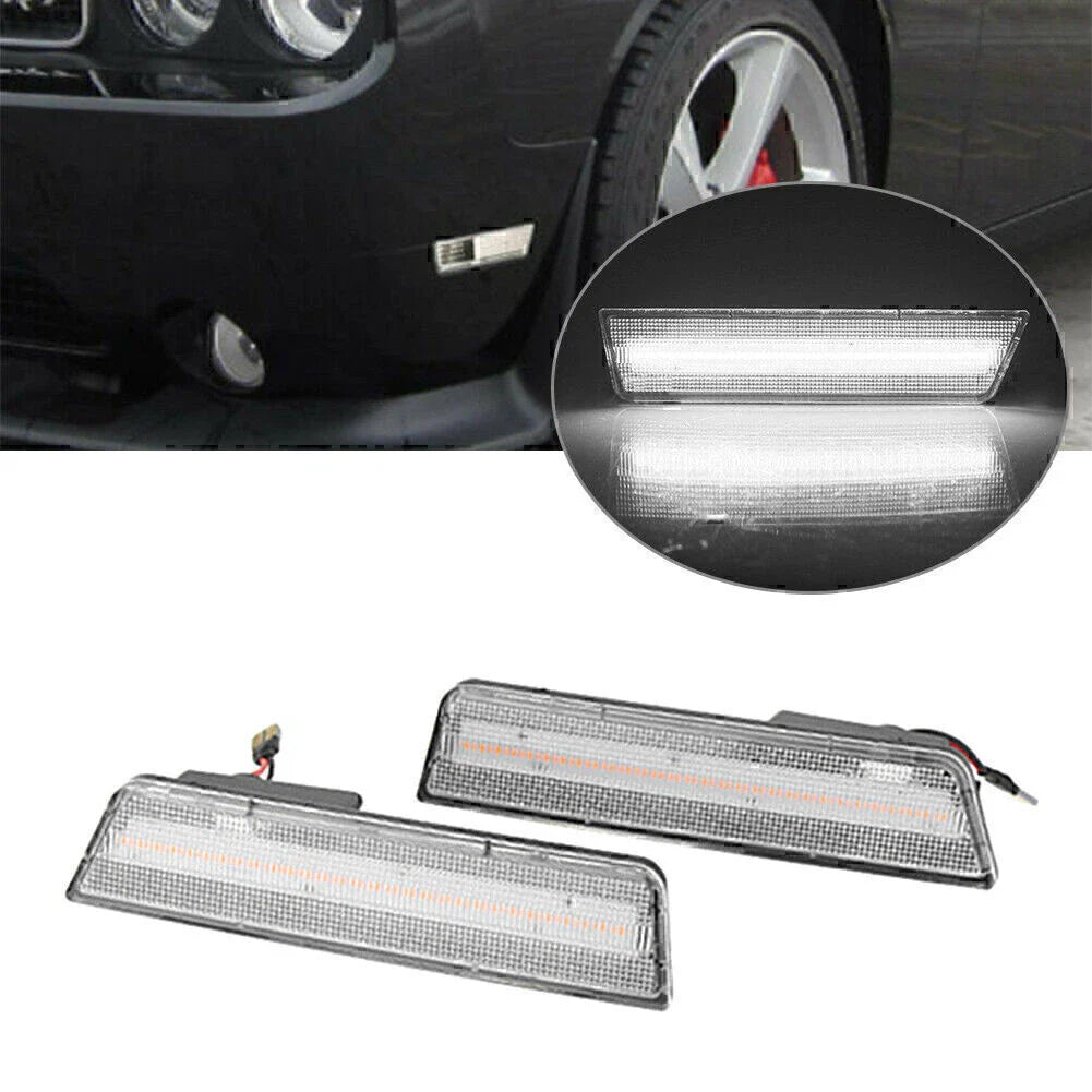 White LED Front Side Marker Lights for Dodge Challenger (2008-2014)