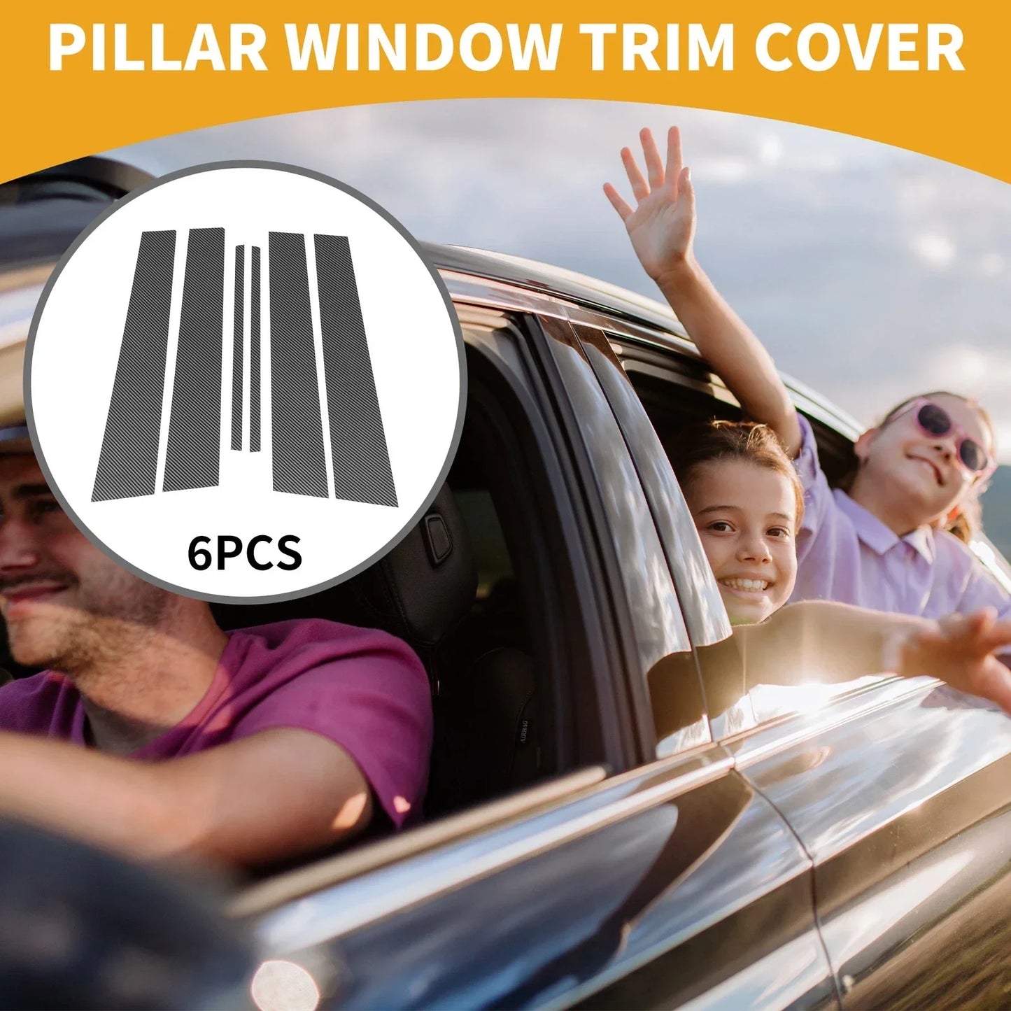 6 Pcs Door Pillar Window Trim for Lexus CT200 CT200h (2011-2017) Carbon Fiber
