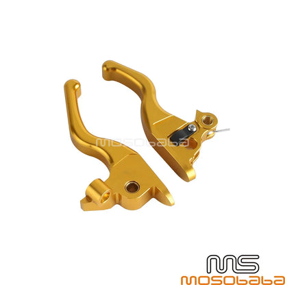 Gold Handlebar Hand Brake Clutch Levers for Harley Touring Road King (2014-2023)