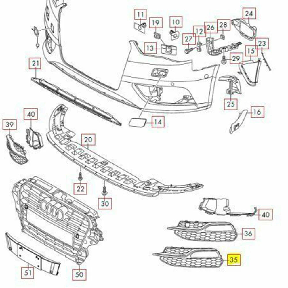 Right Front Fog Light Grille Cover for Audi A3 S3 (2013-2017)