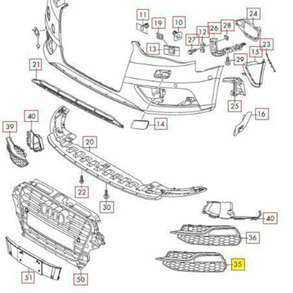 Right Front Fog Light Grille Cover for Audi A3 S3 (2013-2017)