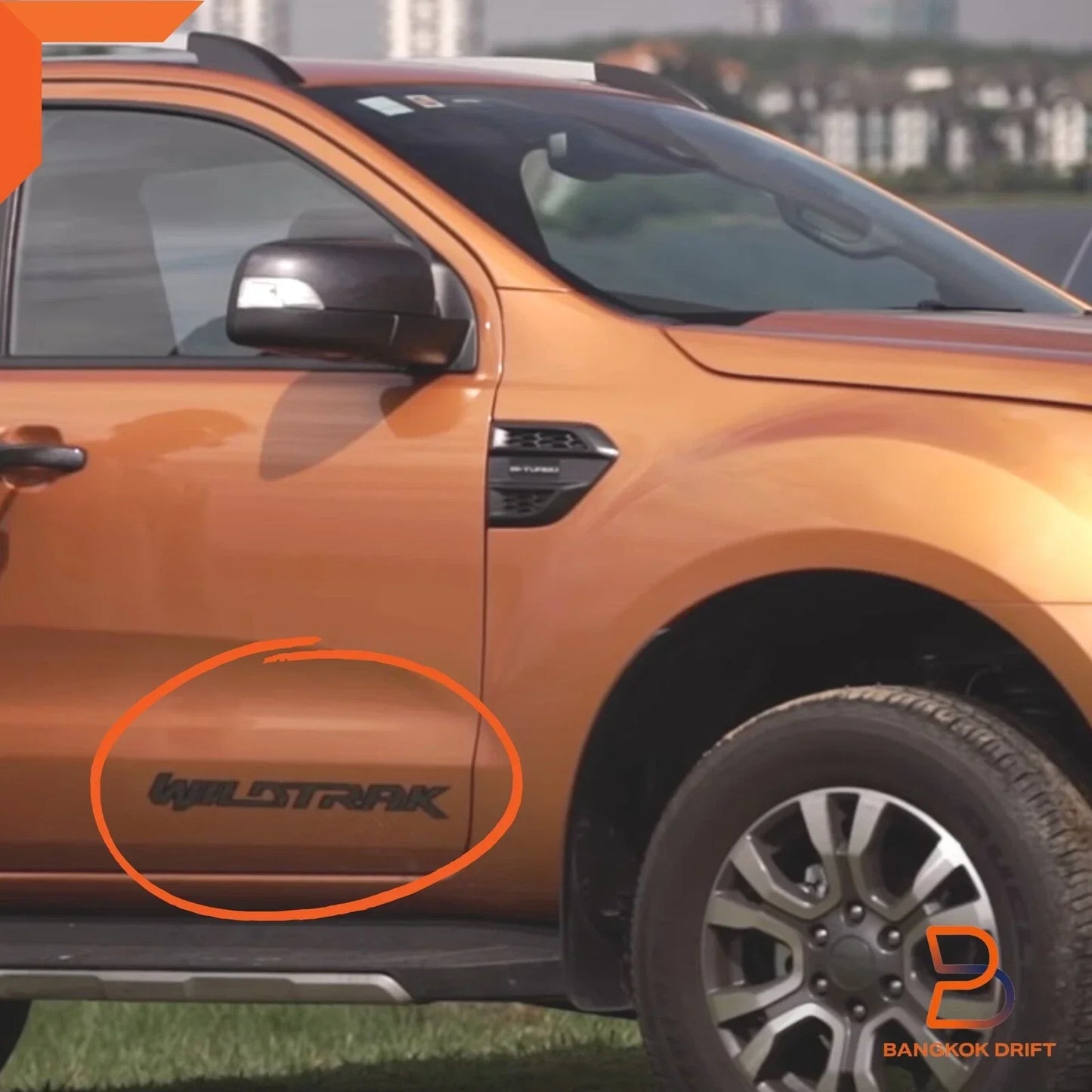 Silver WILDTRAK Side Front Door Decal Sticker for Ford Ranger (2018-2021)