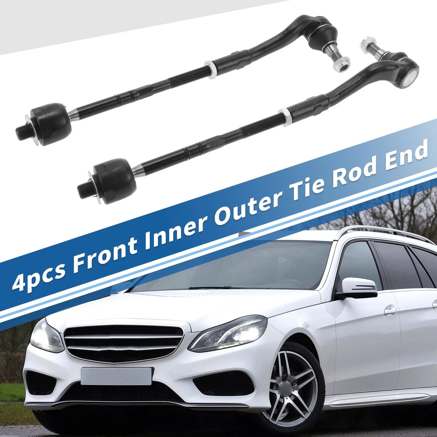 4pcs Front Inner Outer Tie Rod Ends for Mercedes-Benz C55 (2005-2006)