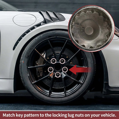 Set of 2 Wheel Lock Lug Nuts with 15 Teeth Key for Porsche Cayenne (2003-2023)