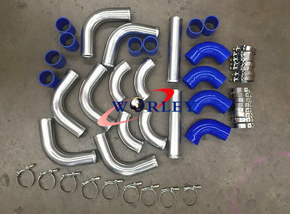 600x300x76mm Front Mount Intercooler + 3" Aluminum Piping + Hose for Car Model
