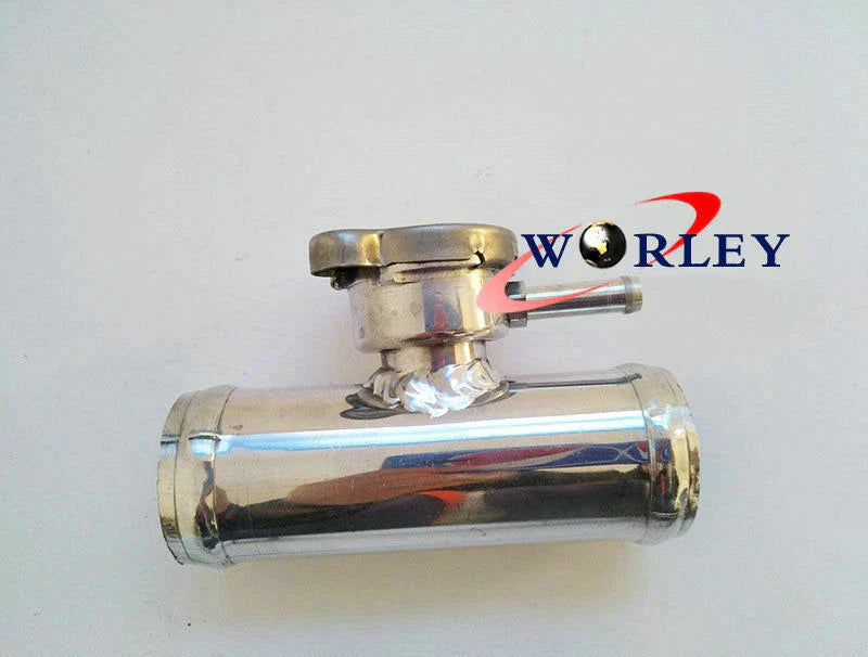 32mm Aluminum Inline Radiator Hose Pipe Filler Neck & Cap for Car
