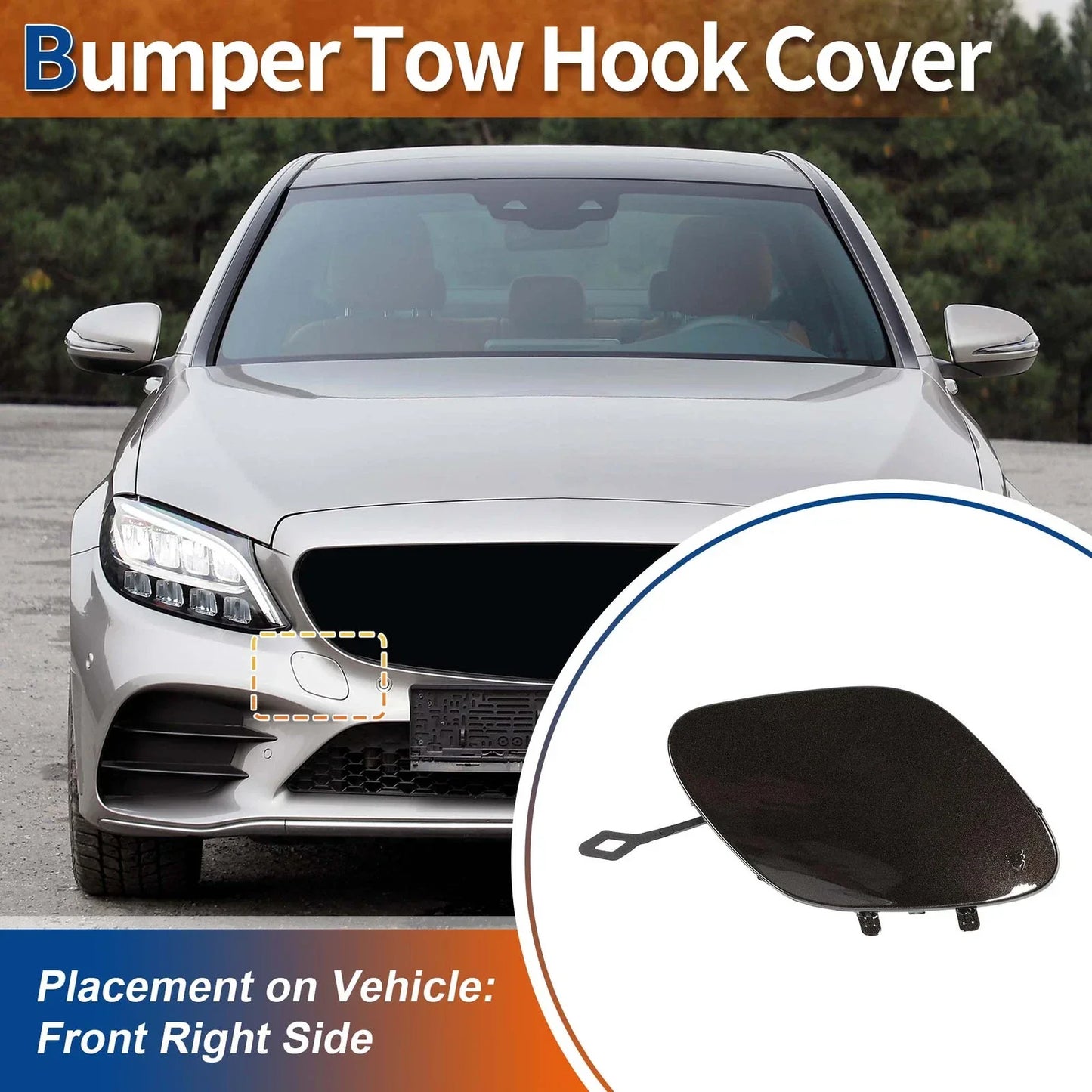 Bumper Tow Hook Cover for Benz A-Class (2019-2023) - Citrine Brown Metallic