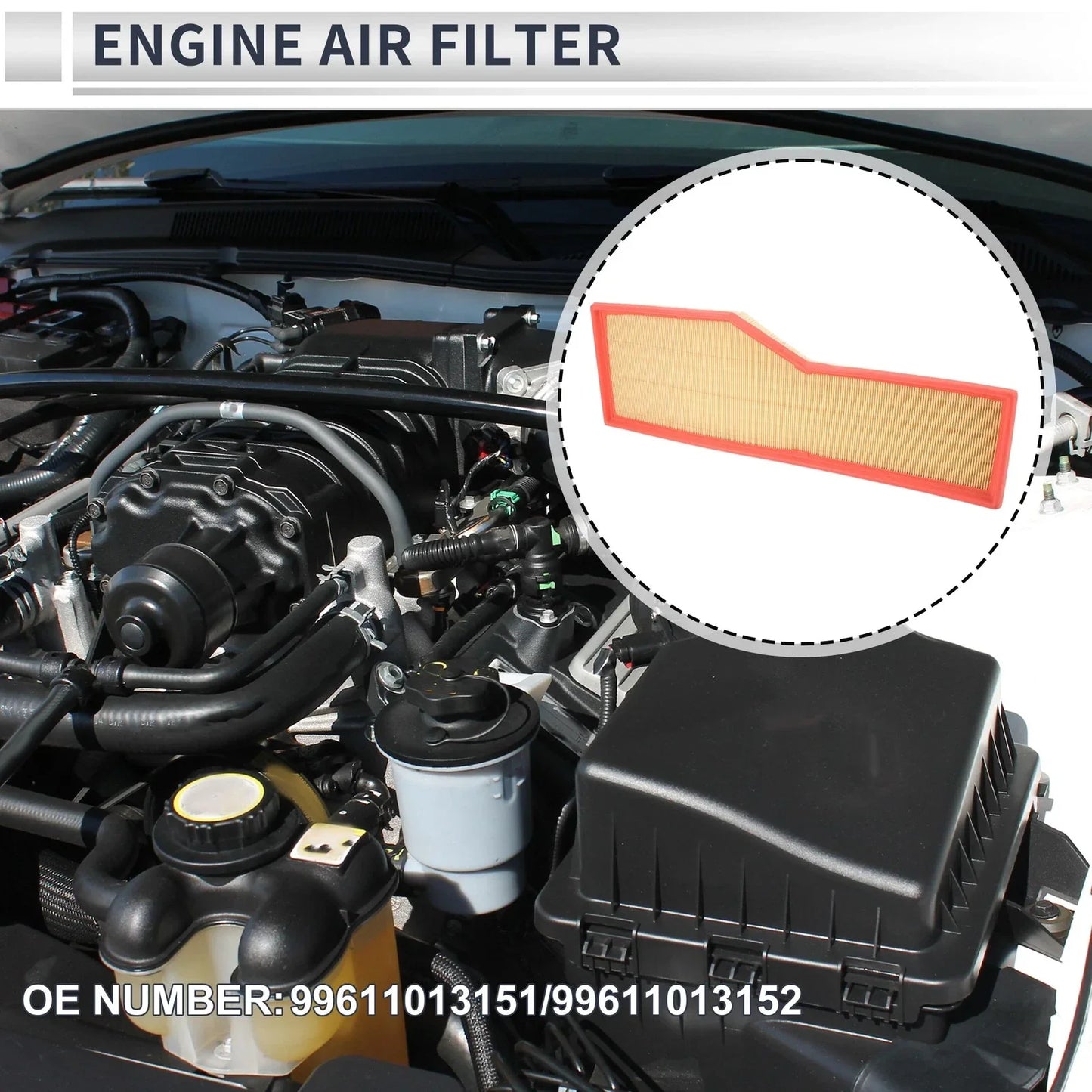 Car Engine Air Filter for Porsche 911 3.4L 3.6L (1999-2008) - 1 Pc