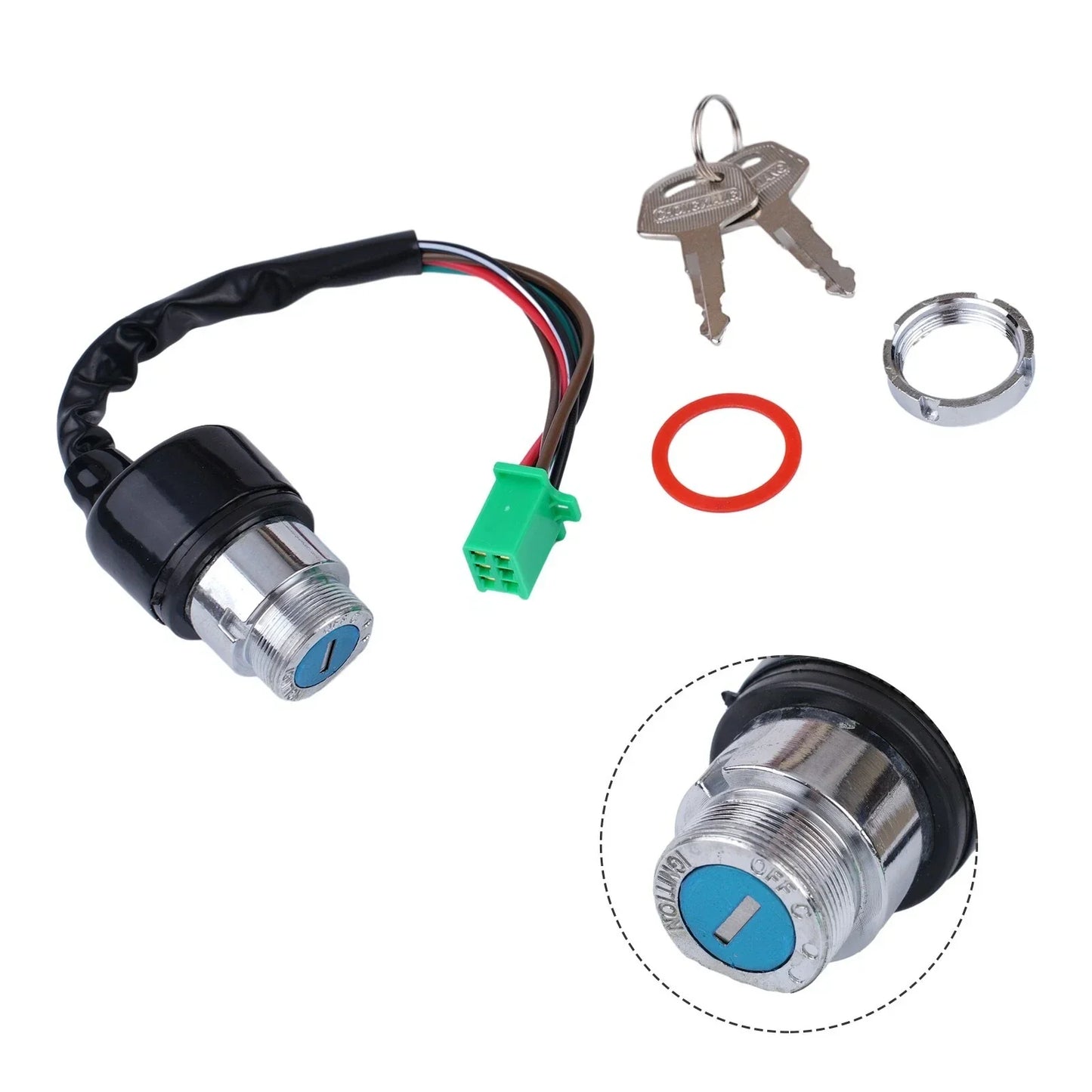 Waterproof 6-Wire Design Motorcycle Ignition Key Switch 2 Keys for Motorcycle