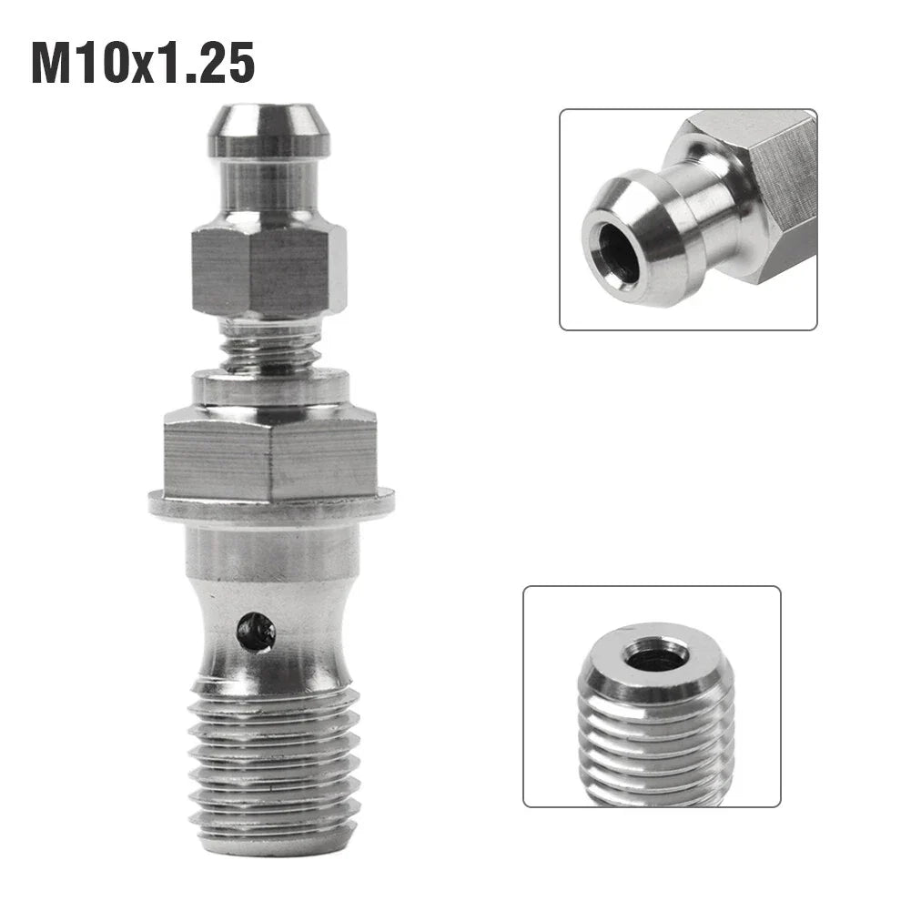 Titanium M10x1.25 Banjo Bolt with Bleed Valve for Motorcycle Brake Caliper