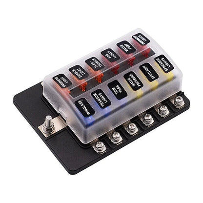 12 Way LED Circuit Blade Fuse Box Holder for Car Boat UK