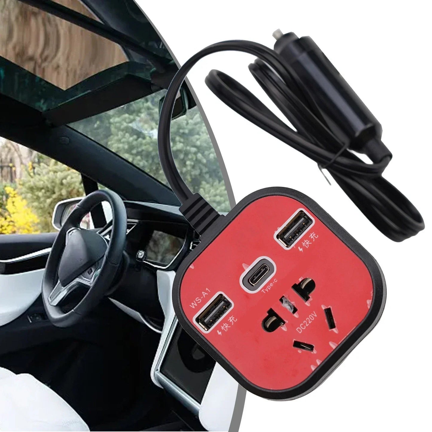 Power Inverter / 12V-24V to 220V with LED Display and USB Ports