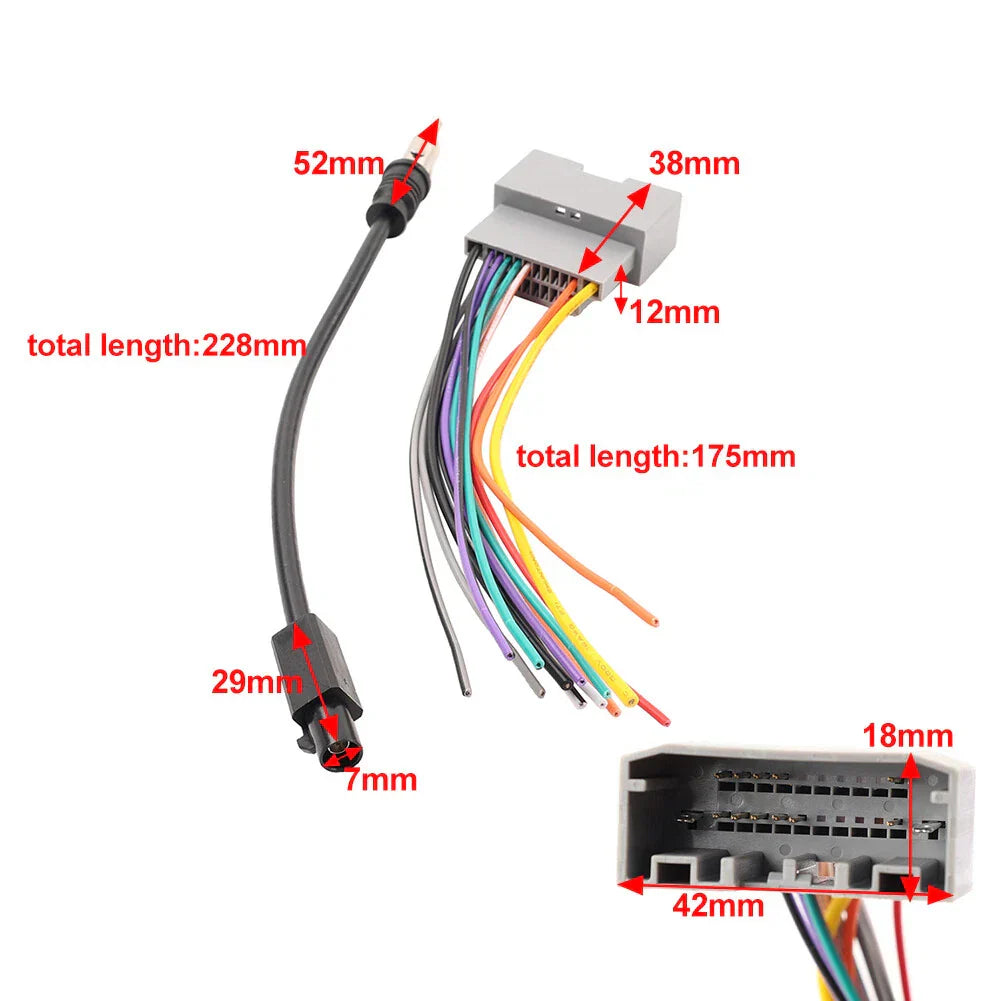 Car Stereo Radio Cable Adapter Wire Harness Antenna for Jeep Dodge (2007-2018)